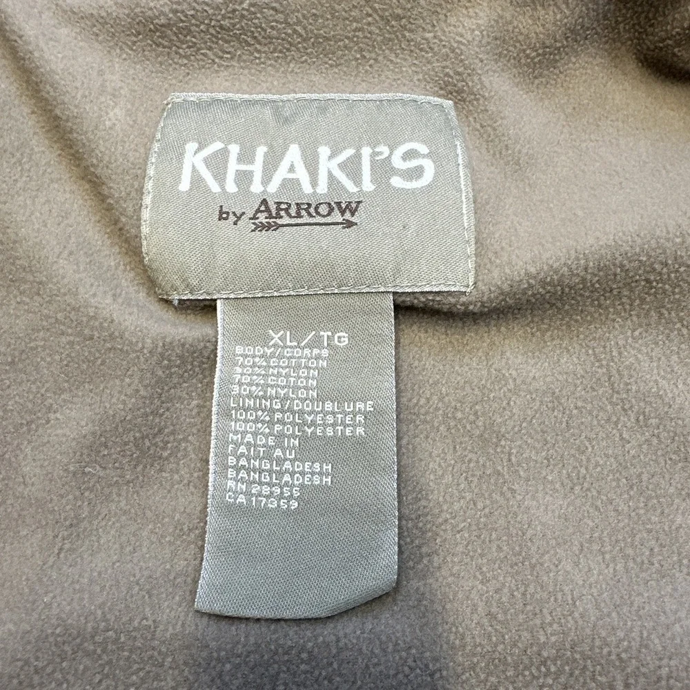Khaki's by Arrow Fishing Vest Mens XL Green Utility Outdoor Safari Lined Pockets